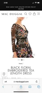 Mac Duggal Black Floral Embroidered Tea Length New Size 10 🇨🇳  - Picture 1 of 16