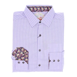 Camisa Robert Graham Para Hombres Rayas Calce Clásico LS Abotonada (Pequeña, Lavanda) - Imagen 1 de 2