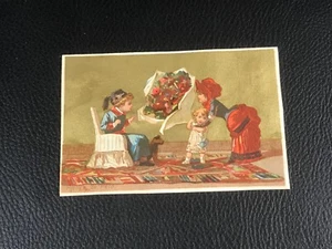 CHROMO CARD FLEURS DE FETE  EPOQUE 1880 90  - Picture 1 of 2