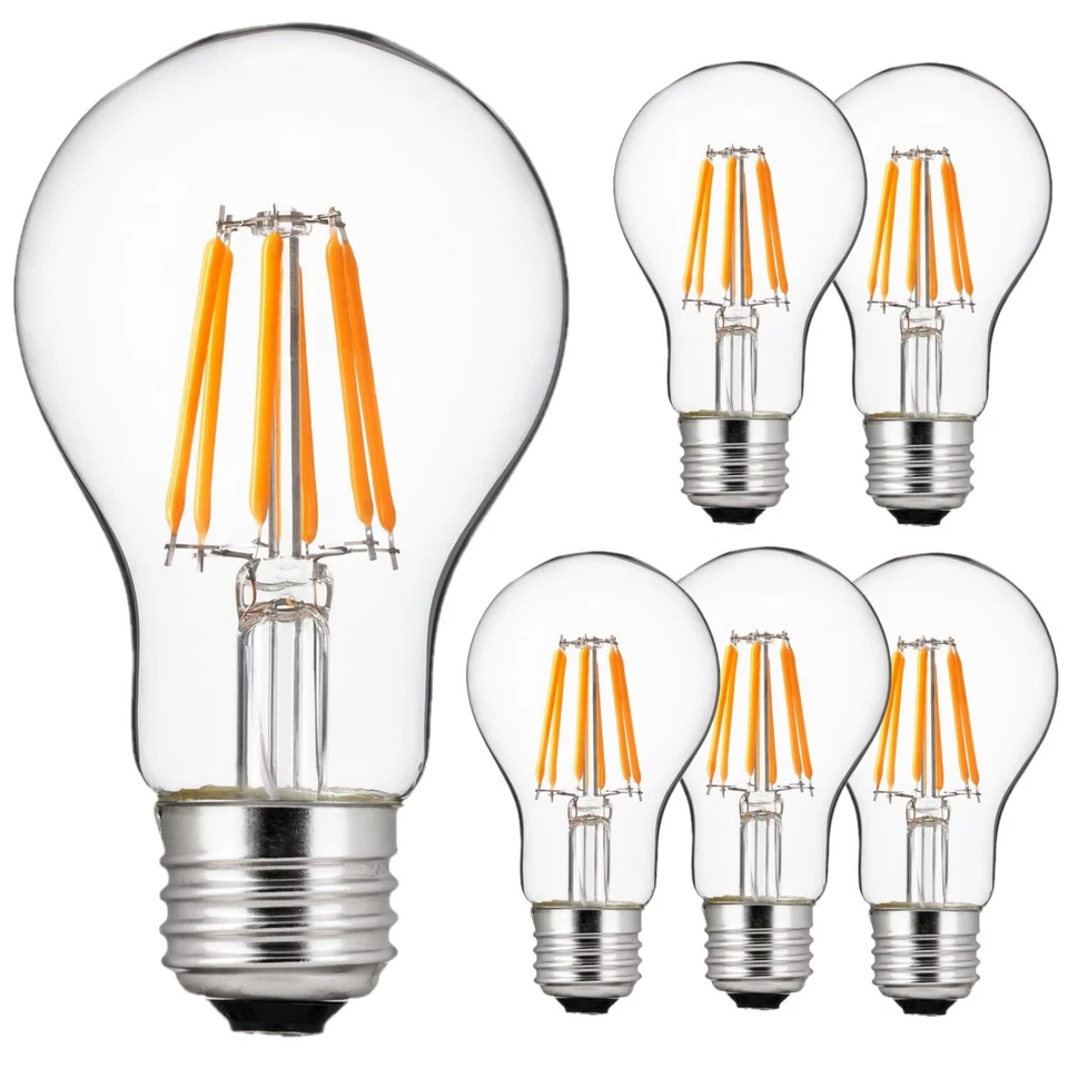 6Pack A19 LED Filament Light Bulb, 6W (40W), 2200K, Vintage Edison Style, E26 - Image 1 of 1