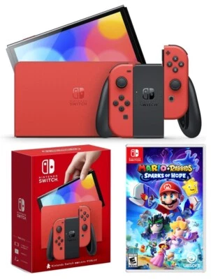 NEW Nintendo Switch OLED Mario Limited Edition + Mario Rabbids ✨ Sparks of Hope