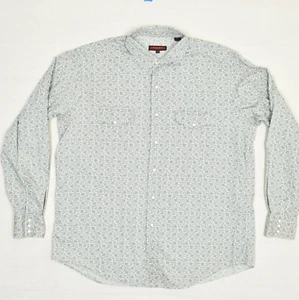 Austin Reed Men Long Sleeve Floral 100% Cotton Blue Size XL Pearl Snap Shirt - Picture 1 of 8