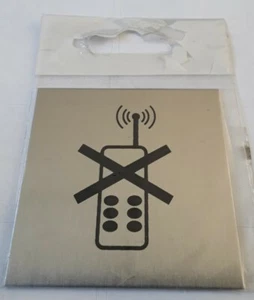 Self-Adhesive No Mobile Phone Sign - OFFORM - Brushed Stainless Steel - Picture 1 of 1