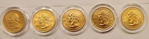 2002 D US Statehood Quarters 24K GOLD PLATED ** 5-Coin Complete Set w/Capsules - Picture 1 of 4