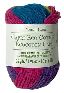 Loops & Threads Capri Eco Cotton Yarn Rainbow Stripe Skein 1.94 Oz New - Picture 1 of 3
