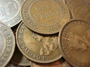 Moneda antigua de cobre australiana de 1913 centavo KGV - Imagen 1 de 1