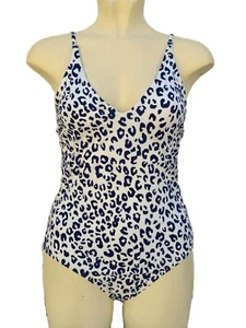 M&S Korsett Rücken Badeanzug dunkelblau weiß Muster Schwimmanzug Gr 12 18 22 - Bild 1 von 9