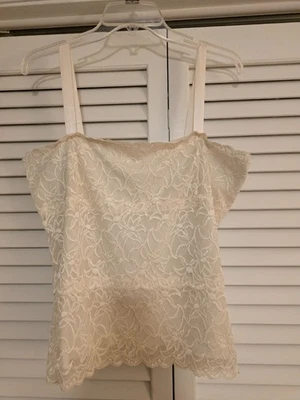 Camisola de encaje sin mangas Coldwater Creek para mujer mezcla de nailon crema GRANDE Foto 1 de 3