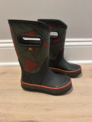 Bogs Kids Rain Boots Size 9 Black Red Waterproof Toddler Pull On Handles - Image 1 of 4