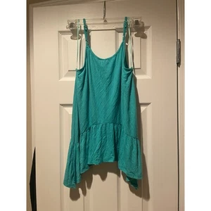 Good Luck Girl Girl's Tank Top Size M Ribbed Peplum Asymmetrical Green Mint, A47 - Picture 1 of 7
