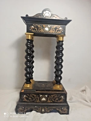 Boitier de pendule  portique ebene,placage,bois noirci,bronze dore - Photo 1/4