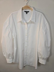 Lauren Ralph Lauren Womens Size XL /TG Broadcloth Blouson Sleeve Shirt Blouse... - Picture 1 of 9