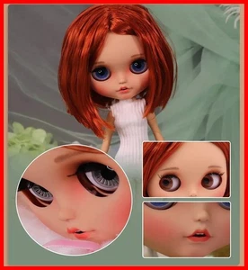 Muñeca Blythe 12" pucheros boca bronceada piel cara mate pelo corto BJD juguete personalizado único en su clase - Imagen 1 de 25