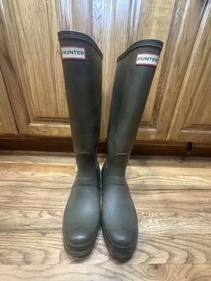 Botas de lluvia altas originales Hunter para mujer - verdes talla 10 Foto 1 de 4