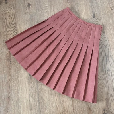 Windsmoor Vintage Pleated Skirt Fit 12 Dusky Pink 80s Knee Retro Casual Work - Image 1 of 4