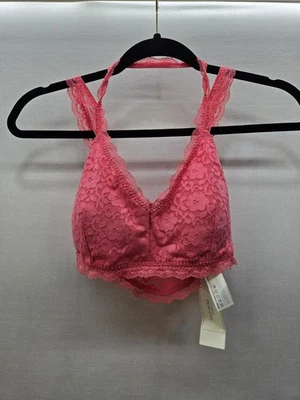 Gilly Hicks Womens Hot Pink Floral Lace Bralette Bra Padded New Sz Medium - Image 1 of 4