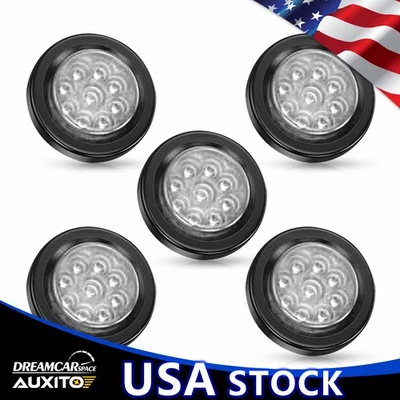 2" 5 peças polegadas DOT reboque transparente redondo 9 LED luz marcador com ilhó para caminhão ônibus - Imagem 1 de 4