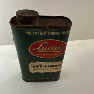 Vintage Lucas Fertigfarbe Pint Dose Papier Etikett Werbung - Bild 1 von 8