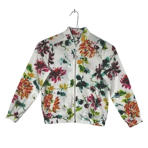 Susan Graver White Floral Bomber Jacket Women's XXS - Picture 1 of 7