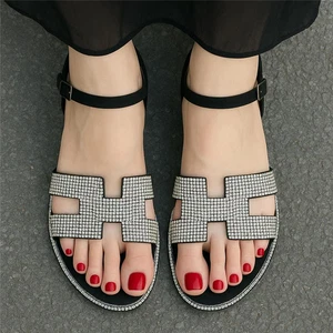 Ladies Summer Sandals New Casual Flat Buckle Strappy Beach Womens Sandles Size - Picture 1 of 12
