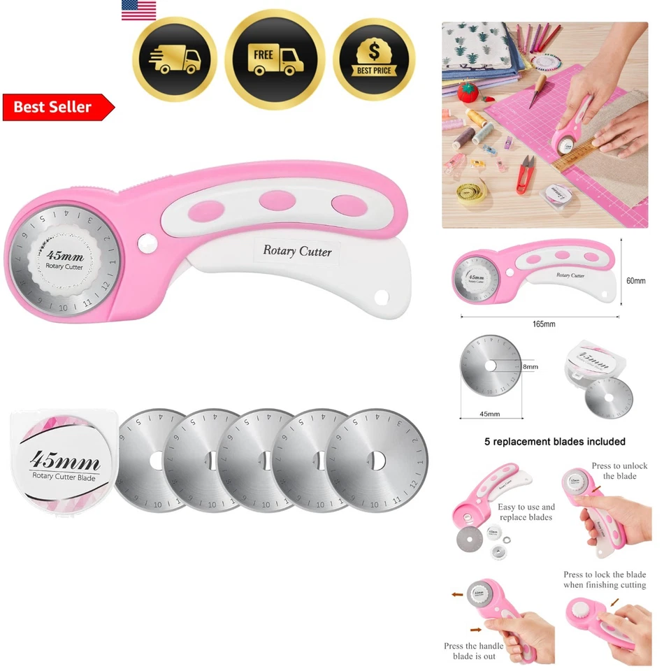 Cortador giratorio 45 mm con cuchillas adicionales para tela cuero acolchado costura artesanía Foto 1 de 4