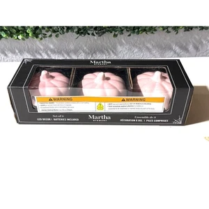 Martha Stewart Pumpkins Pink Ceramic LED Set of 3 Halloween Decor Light Up - Picture 1 of 5