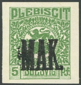 SCHLESWIG 1920, 2 Pf. dkl`olivgrün, ungez. Probedruck mit Aufdruck MA - Picture 1 of 1