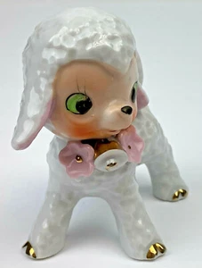 Vintage 1950's Porcelain Lamb with Bells & Flowers JAPAN sweet - Picture 1 of 6