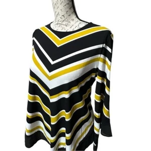Alfani Black, White, and Yellow Stripe Top Size PM, NWT - Picture 1 of 7
