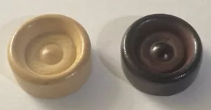 Wooden Checker Piece Black Brown & Tan White (Natural Wood Color) Replacement - Picture 1 of 4