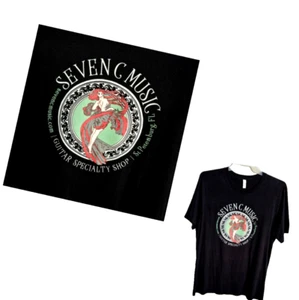 Camisa SEVEN C MUSIC Guitar Specialty Shop XL Negra Pin Up Girl San Petersburgo FL - Imagen 1 de 7