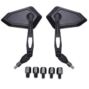 Black Motorcycle Rear Side View Side Mirrors Universal Rearview Mirror 10mm 8mm