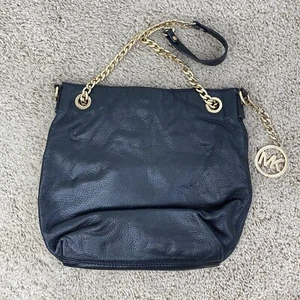 Bolso de hombro Michael Kors holgado negro cartera detalles dorados - Imagen 1 de 12