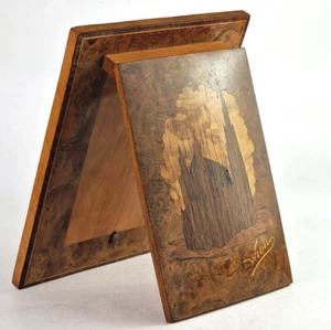 Antik Notizblock- Halter Holz mit Intarsien Wien um 1900 R565 - Picture 1 of 19
