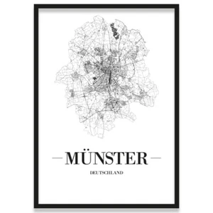 JUNIWORDS Stadtposter, Münster, Weiß, Kunstdruck Plan Map - Bild 1 von 7