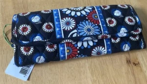 Vera Bradley Night Owl Trifold Wallet Crossbody Bag Purse On A String Blue Daisy - Picture 1 of 3