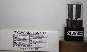 6SN7GT Sylvania Clear Glass Made In U.S.A. Amplitrex AT1000 Tested 1 Pc #2439002 - Picture 1 of 8