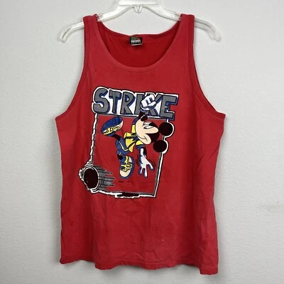 复古 Mickey Unlimited 保龄球 Strike 背心上衣红色图形运动 Med 美国制造 — 第 1/4 张图片