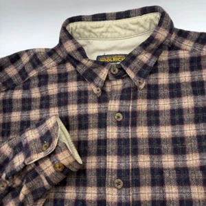 Vintage Woolrich Thick Wool Flannel Shirt Button Down Plaid Outdoor Brown XL - Bild 1 von 6