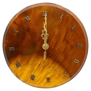 Massive Oregon Myrtlewood Wanduhr - 7" kleine dunkelbraune römische Ziffern funktioniert! - Bild 1 von 5