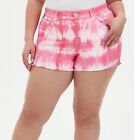 TORRID Plus Size 3.5 Inch Vintage Stretch Mid Rise Shorts 20 Pink TieDye NWT NEW
