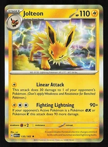 Jolteon 135/165 Holo Near Mint Pokemon TCG Scarlet & Violet 151 MEW - Picture 1 of 1
