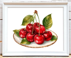 Cherry Wall Art Print, Cherry Kitchen Art Print, Food Home Decor Art Print #23 - Picture 1 of 2