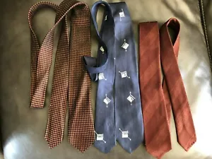 Men's Vintage Retro Skinny Neck Tie Lot 3 Italian Silk Italy Hipster WOW! - Picture 1 of 3