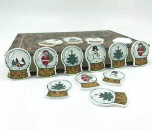 50pcs Wooden Christmas crystal ball buttons Santa Claus snowman Sewing 29mm - Picture 1 of 4