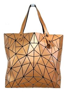 New Bao Bao Miyake Inspired Geometric Bag PU Tote Lightweight X-Large gift GOLD