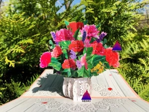 3D Pop Up Greeting Card Flower Floral Birthday Thank You Mother Anniversary Love - Picture 1 of 9