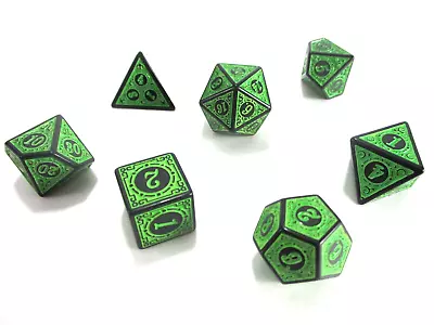 7x POLYHEDRAL GAME DICE Green RPG Roleplaying NEW!! - Image 1 of 4