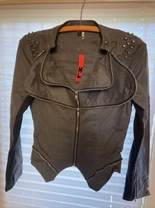 NWT HL Punk Goth Studded Rivets Asymmetrical Zipper Moto Biker Jacket Size S - Picture 1 of 6