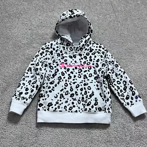 Champion Hoodie Girls Kids 4 White Animal Leopard Print Long Sleeve Pullover - Picture 1 of 9